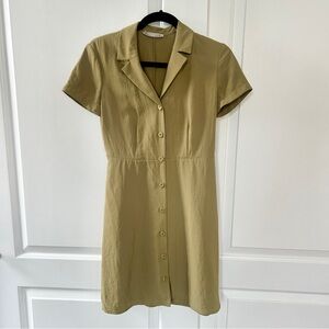 Everlane Japanese GoWeave Notch Shirtdress Olive Green — Size 00